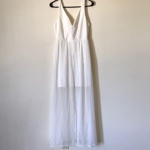 White dress with slit in front